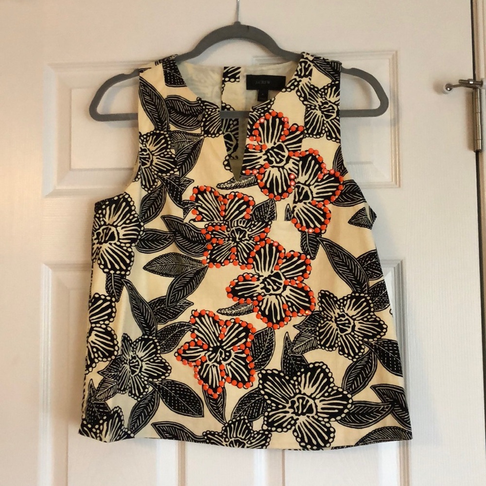 J. Crew Floral Studded Top